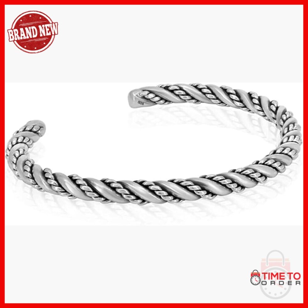 Sterling Silver Viking Cuff Bracelets - Sizes M L XL - Unisex Jewelry